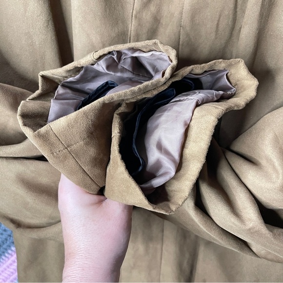 VTG BILL BLASS Men’s Faux Belted Suede Trench Coat Zip-In Quilted Lining, 42L - Picture 4 of 16